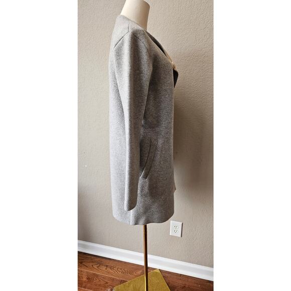 Theory Women's Gray Solid Wool Long Sleeve Open Front Sweater Coat Size Small - Picture 3 of 10